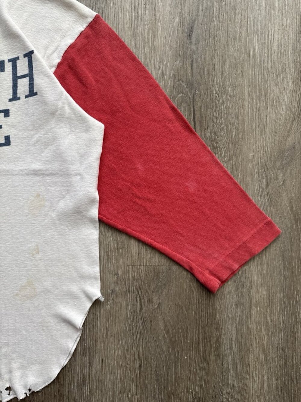 True Vintage 60s Champion Monmouth College 3/4 Sleeve Football Shirt Rare Fade - Picture 8 of 14